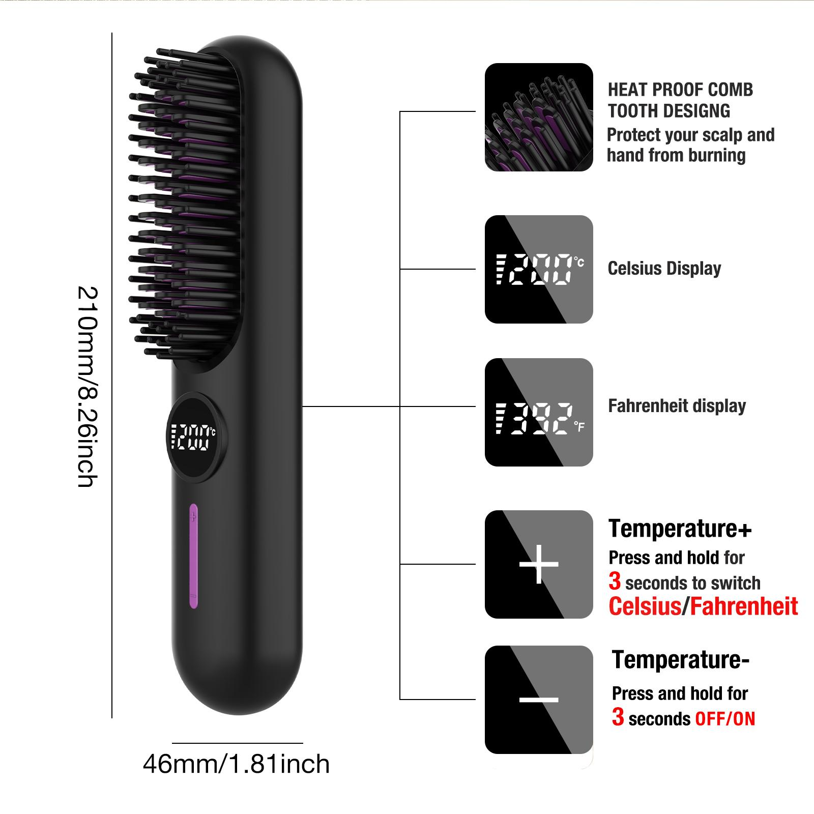 S01 Cordless Hair Straightener Brush for Quick Styling